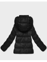 Černá dámská prošívaná zimní bunda v délce k bokům (T3-2656#-1)