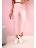Dámské legíny s rozparkem na patě, vysoký pas pudrově růžová Dámské legíny s rozparkem na patě, vysoký pas pudrově růžová