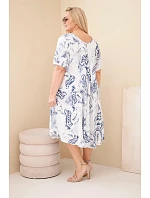 Dámské viskózové šaty Plus Size s krátkým rukávem a paisley vzorem bílé