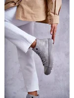 Dámské Tenisky Big Star Vysoké Zateplené Šedé GG274070 Dámské Tenisky Big Star Vysoké Zateplené Šedé GG274070