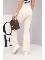 Dámské kalhoty máslo s rozšiřující se nohavicí béžové