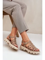 Kožené dámské sandály Zazoo 3695 béžové