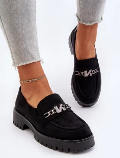Dámské semišové mokasíny s ozdobou, černá, Loraleima