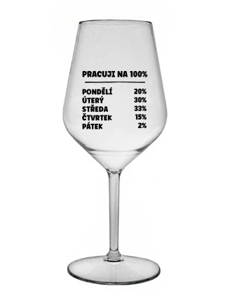 PRACUJI NA 100% - čirá nerozbitná sklenice na víno 470 ml
