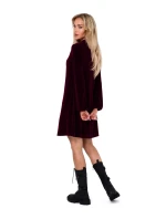 Dámské sametové šaty M767 bordó - MOE Dámské sametové šaty M767 bordó - MOE