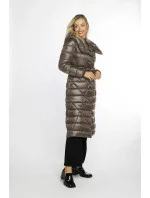 Dámská bunda ve velbloudí barvě s páskem pro zavazování (AG1-J9069B) Dámská bunda ve velbloudí barvě s páskem pro zavazování (AG1-J9069B)