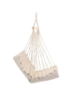 BRAZILSKÁ ZÁVĚSNÁ SEDAČKA HAMAK 100x50 cm PŘÍRODNÍ S VSTŘÍCNÝM PUSHEM BÍLÁ