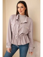 Dámská rozepínací mikina s tkaničkou a kapsami máslová fango