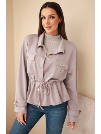 Dámská rozepínací mikina s tkaničkou a kapsami máslová fango