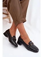 Kožené dámské polobotky na klínu s ozdobou Vinceza 39978 Černé