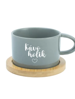 KÁVOHOLIK - šedý hrníček makronka 200 ml