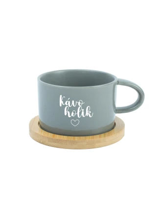 KÁVOHOLIK - šedý hrníček makronka 200 ml