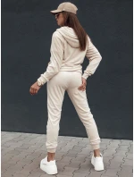 Dámský velurový rozepínací komplet VELCOMFY ecru FashionStreet AY1081