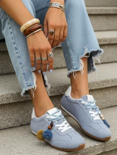 Dámské semišové tenisky s ozdobnými lodičkami modré FashionStreet ZY1412