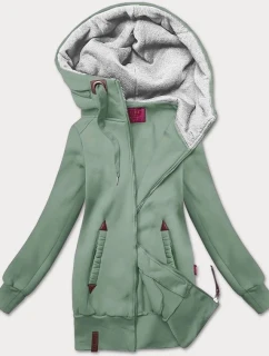 Šedozelená hladká dámská mikina s kapucí LHD (AMG169)