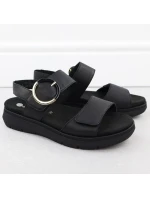 Dámské kožené sandály na platformě černé Remonte D2K50-00