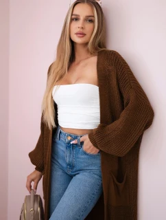 Svetr dlouhý kardigan čokoláda