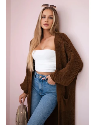 Svetr dlouhý kardigan čokoláda