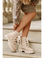 Zateplené boty z eko semiše na zip světlobéžové Caellita Zateplené boty z eko semiše na zip světlobéžové Caellita