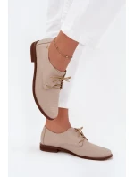 Dámské kožené elegantní šněrovací polobotky Zazoo 4238 béžové