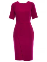 S317 Pouzdrové šaty s dvojitým předním dílem - švestka