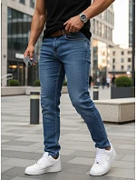 Pánské džíny slim fit s páskem modré FashionStreet UX4485