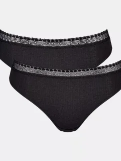 Dámské kalhotky GO Ribbed R Tai C2P - BLACK - černé 0004 - SLOGGI