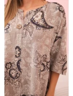 Dámská bavlněná blůza s ohrnutým rukávem a vzorem paisley fango
