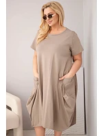Dámské šaty Plus Size bavlněné s kapsami fango