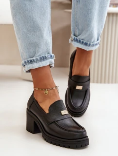 Zazoo 20168 Elegantní Dámské Polobotky Na Podpatku Přírodní Kůže Černá