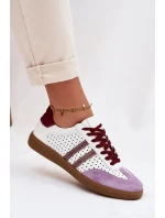 Kožené síťované dámské tenisky Zazoo N1318 bílo-fialové