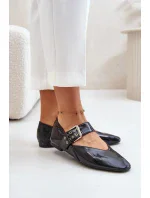 Lakované Baleríny S Páskem Černé Azirae Lakované Baleríny S Páskem Černé Azirae