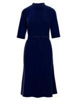 Dámské šaty s páskem S231 tmavě modré - Stylove Dámské šaty s páskem S231 tmavě modré - Stylove