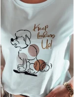 Dámské modré tričko LUMIFIT s pudlem FashionStreet RY2737 Dámské modré tričko LUMIFIT s pudlem FashionStreet RY2737