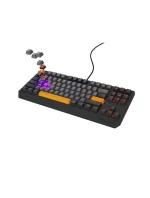 GENESIS Thor 230 TKL Herní klávesnice USB + RF Wireless + Bluetooth QWERTY Černá, šedá, oranžová