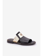 Elegantní Pantofle Z Přírodní Kůže Na Plochém Podpatku Zazoo 40423 Černé Elegantní Pantofle Z Přírodní Kůže Na Plochém Podpatku Zazoo 40423 Černé