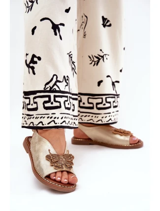 Dámské sandály na plochém podpatku se zdobením zlaté Setorina