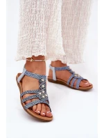 Dámské Ploché Sandály S Pletenými Pásky Modré Artiker 56C1325