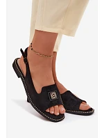 Dámské sandály na nízkém podpatku s ozdobným detailem S.Barski KV61-6015 Černé