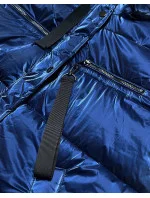 Tmavě modrá dámská lesklá péřová bunda (omdl-020) Tmavě modrá dámská lesklá péřová bunda (omdl-020)