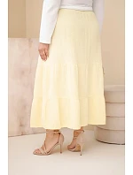 Dámská sukně plus size z bavlněného mušelínu s volánem a gumou žlutá