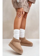 Dámské semišové sněhule na platformě béžové Nereviana