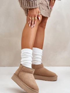 Dámské semišové sněhule na platformě béžové Nereviana