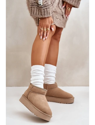 Dámské semišové sněhule na platformě béžové Nereviana