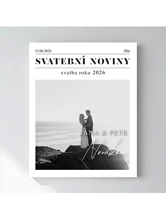 Personalizovaný magický fotoobraz v rámu - 40x50 - svatební noviny Personalizovaný magický fotoobraz v rámu - 40x50 - svatební noviny