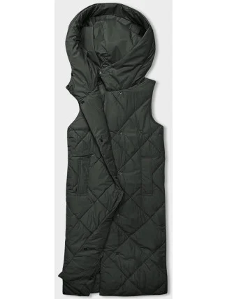 Dlouhá dámská oversize vesta v army barvě (5M3165-136) Dlouhá dámská oversize vesta v army barvě (5M3165-136)