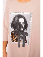 Šaty s potiskem a rozšířenou spodní částí béžové