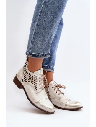 Zazoo 2878 Nízké Kozačky Kožené Dámské Stříbrné