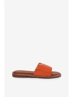 Dámské Pantofle Eko Kožené S Ozdobnými Detaily Oranžové Mevith