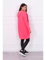 Šaty s kapucí a kapucí růžové neonové